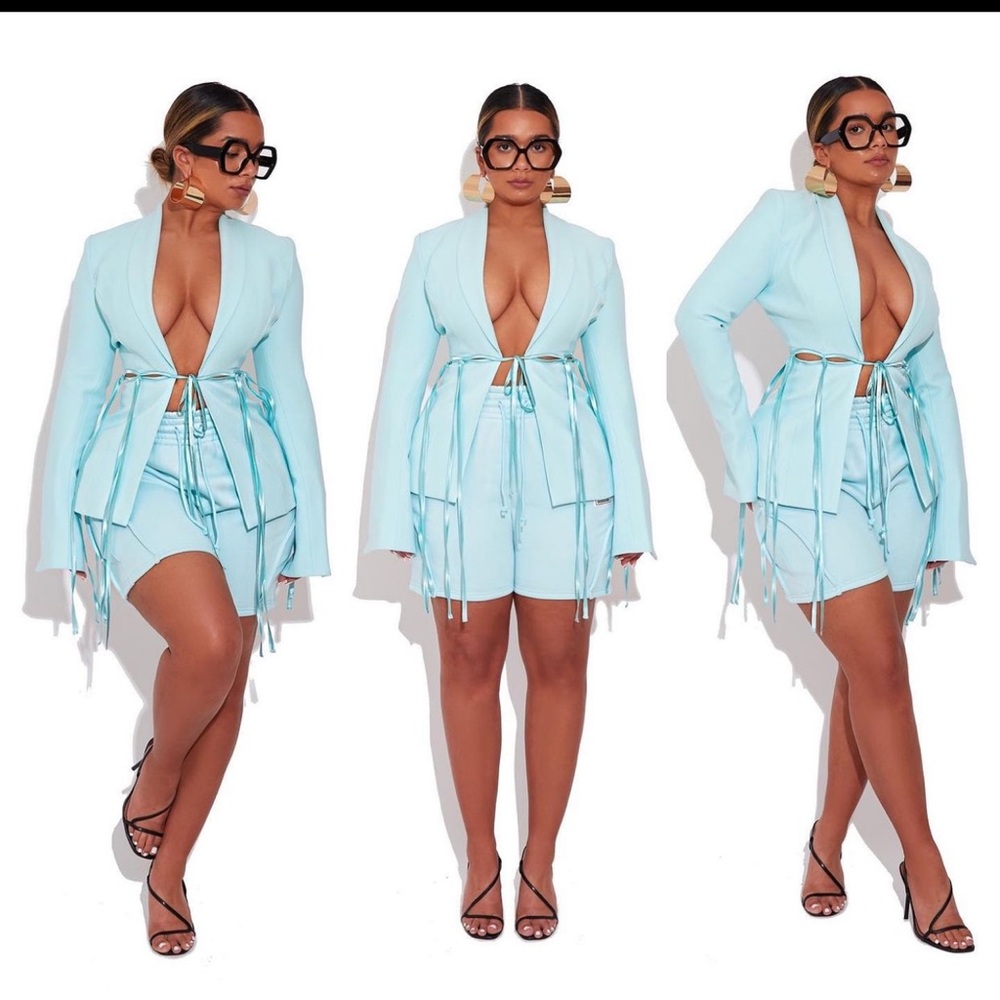 BBXBRAND Sky Topaz Loophole Blazer